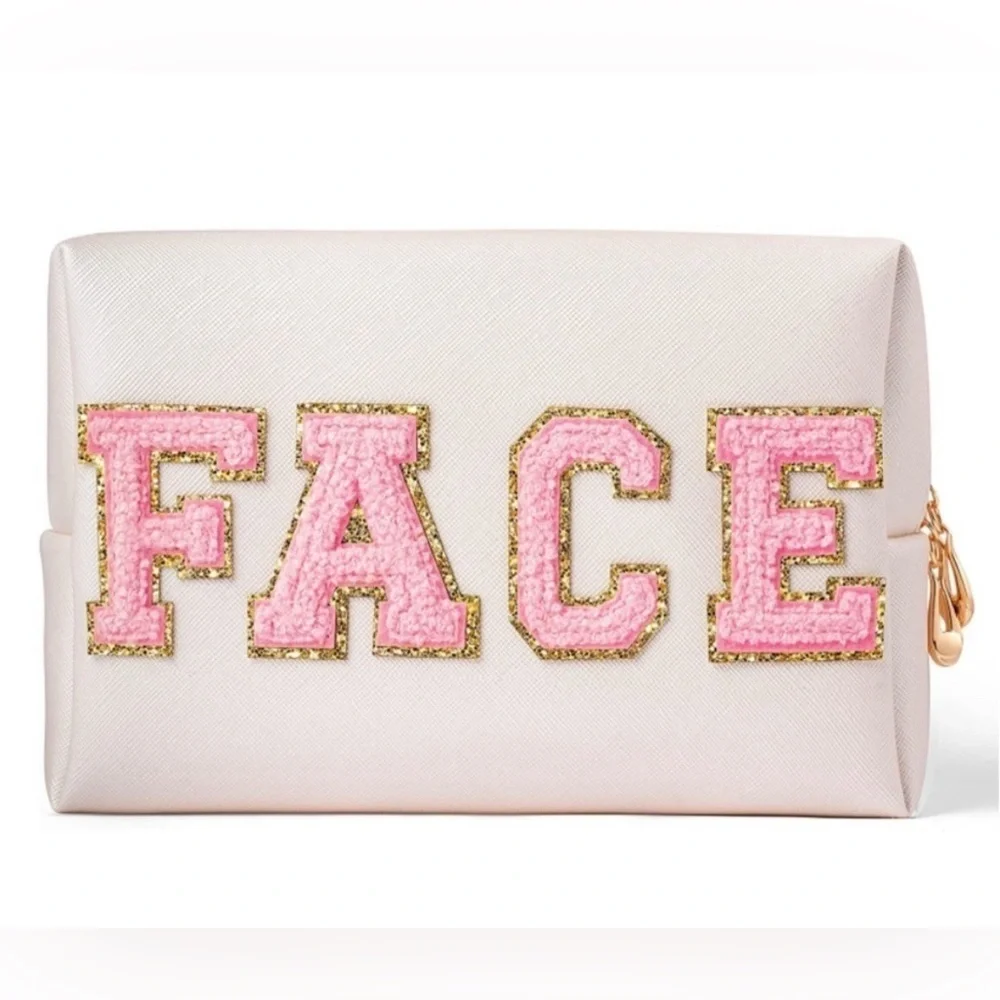 Preppy Chenille Letters Patch Hair Face Skin Travel Bag - Picture 4 of 6